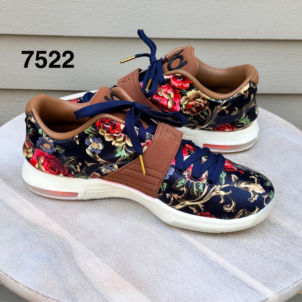 Nike KD 7 EXT Floral QS Mens Basketball Shoes Navy Hazelnut 726438-400 Size 11